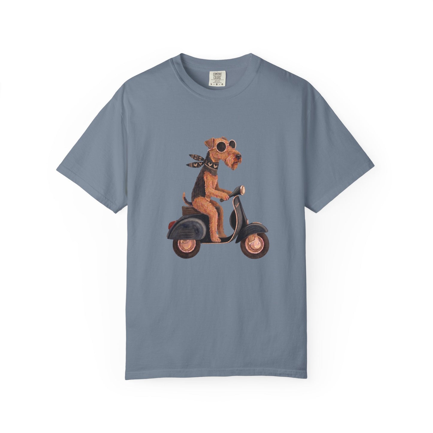 Scooter Airedale Terrier Graphic T-Shirt — Cute Riding Puppy Tee