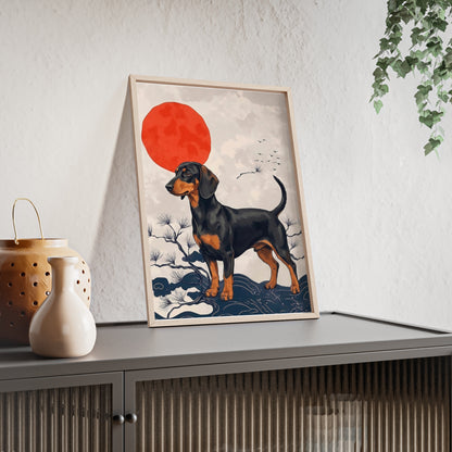 Japanese Ukiyo-e Style Dachshund Poster - Elegant Wiener Dog Wall Art