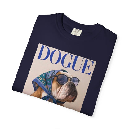 Funny English Bulldog DOGUE Magazine Cover Parody T-Shirt - Chic Dog Tee