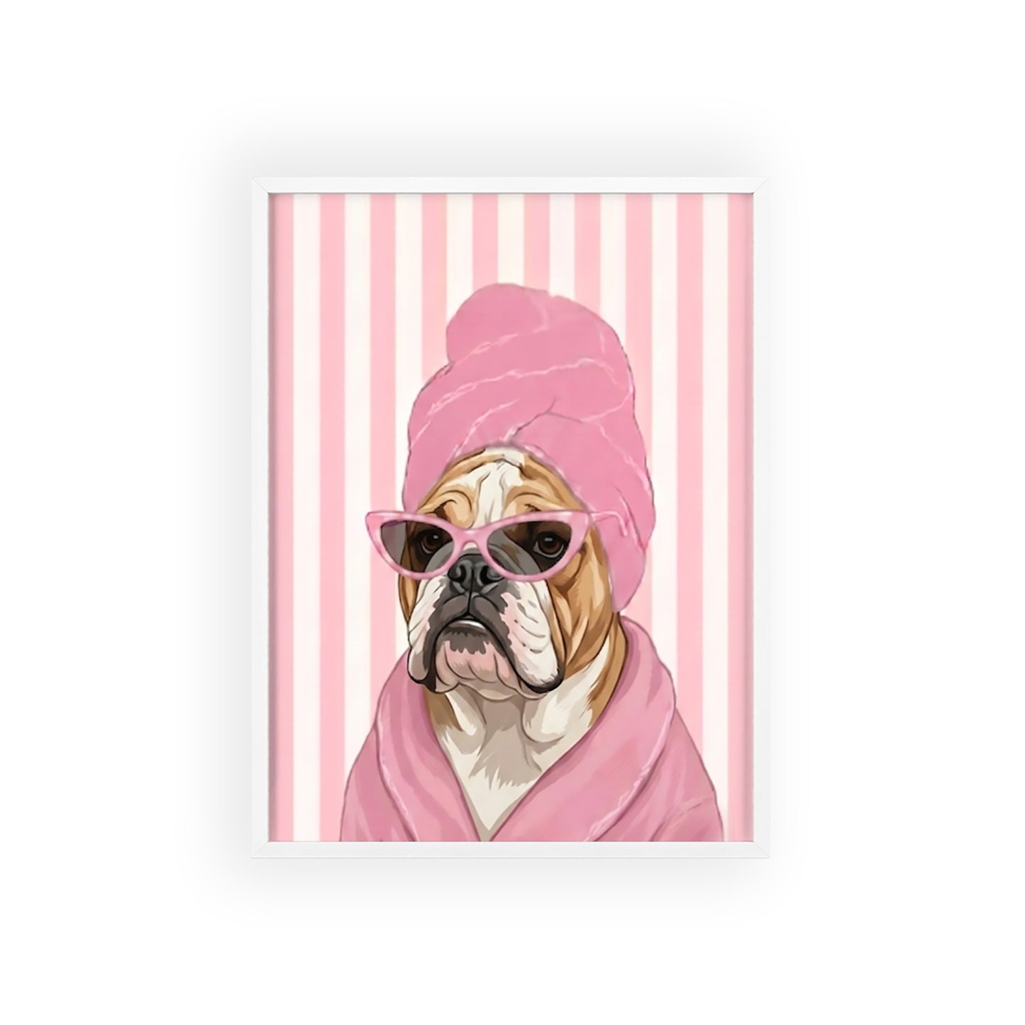 Funny English Bulldog Spa Day Framed Poster - Cute Bathroom Dog Wall Art
