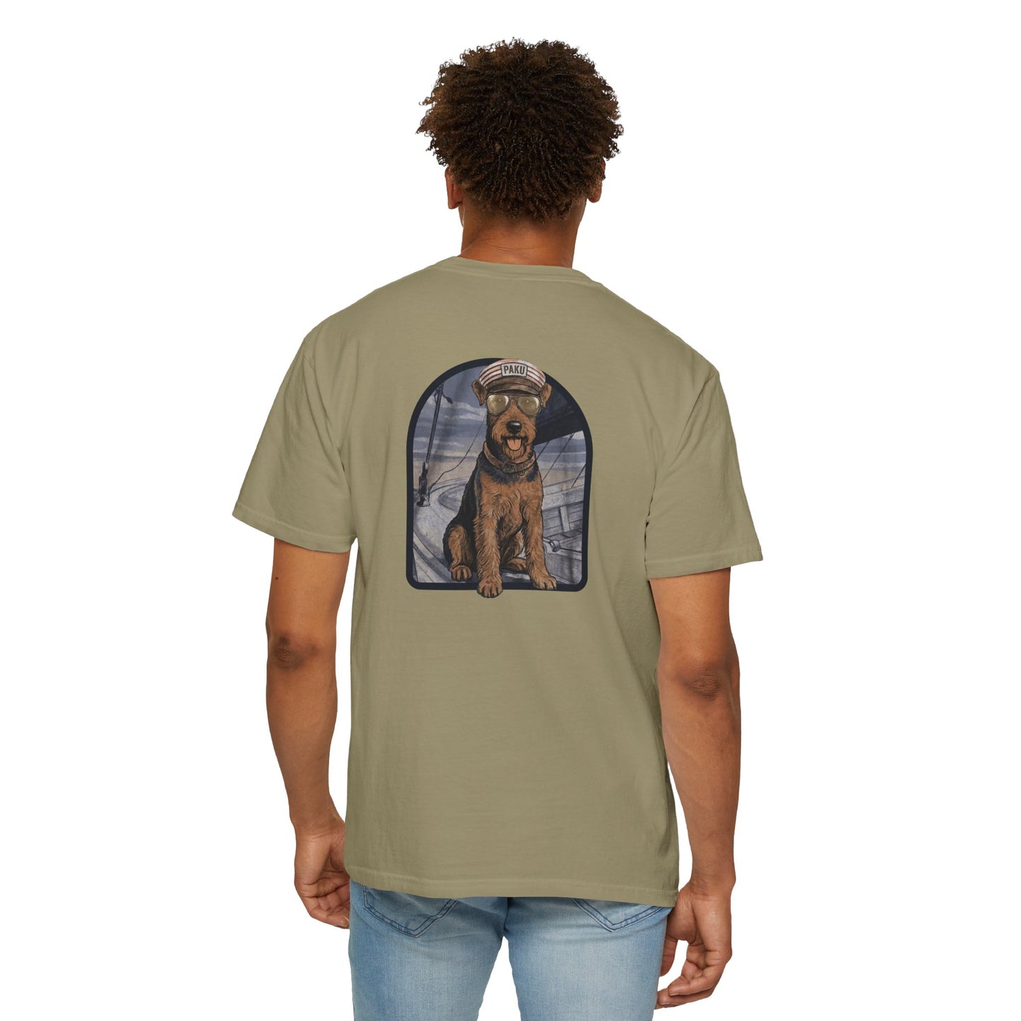 Cool Airedale Terrier Sailor Captain T-Shirt - Double-Sided Dog Tee
