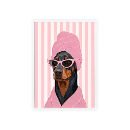 Doberman Bathroom Poster - Funny Dog Spa Wall Art