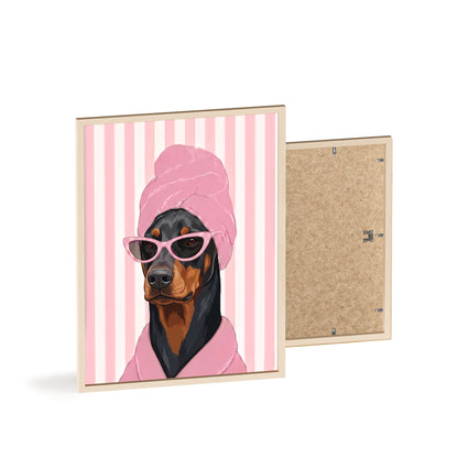 Doberman Bathroom Poster - Funny Dog Spa Wall Art