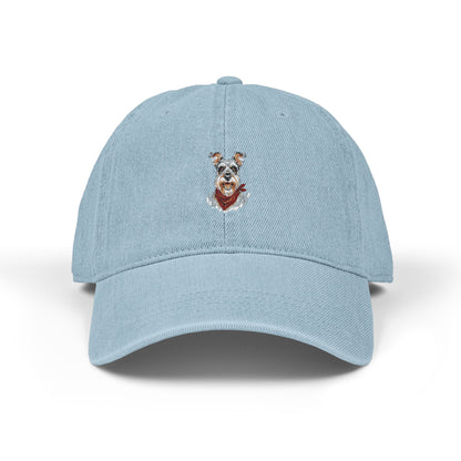 Schnauzer Washed Cotton Baseball Cap - Vintage Dog Dad Hat