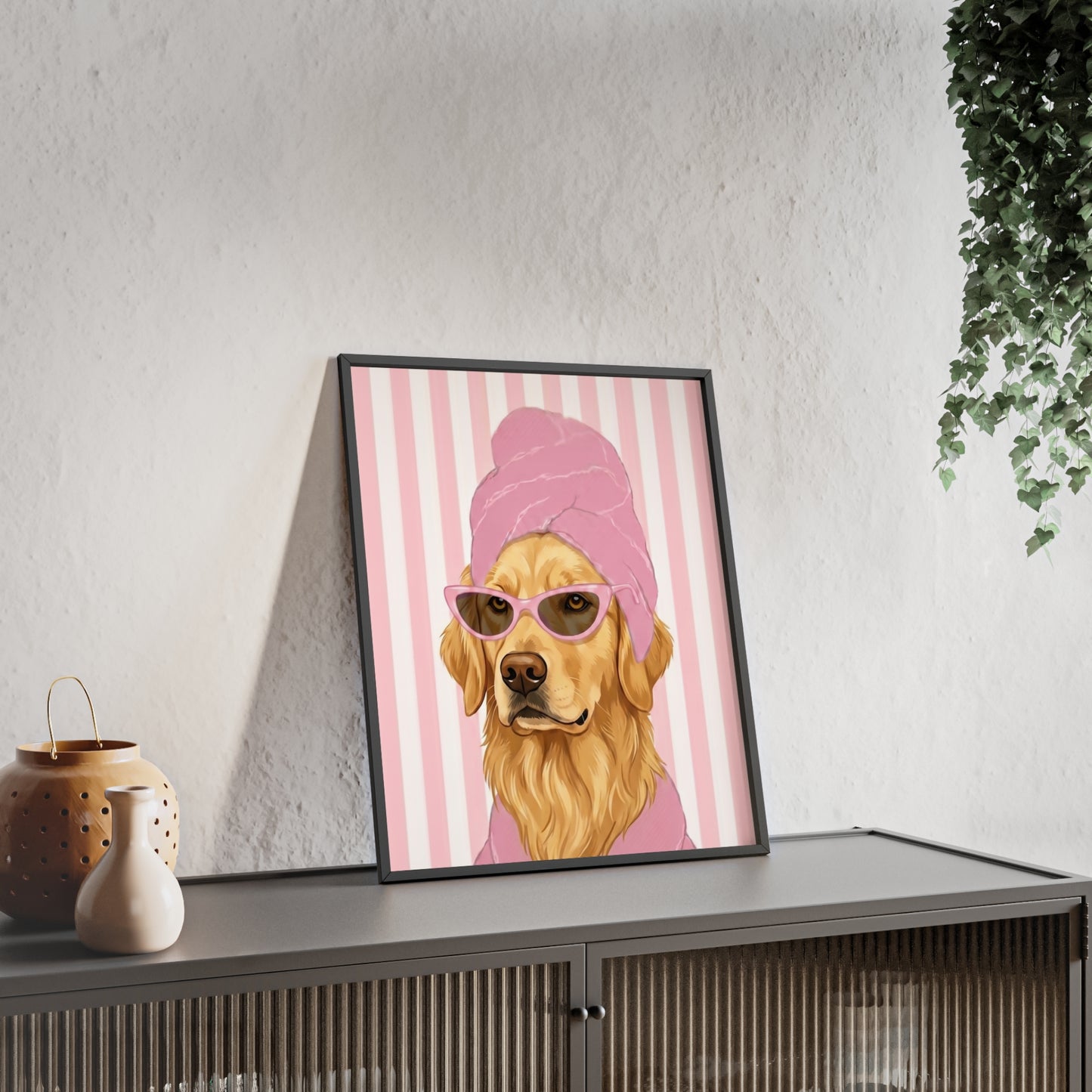 Golden Retriever Bathroom Poster - Funny Dog Spa Art