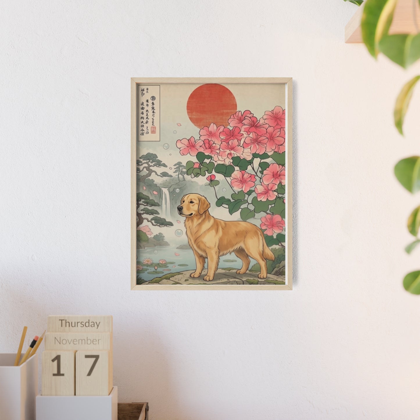 Golden Retriever Japanese Style Art Poster & Print