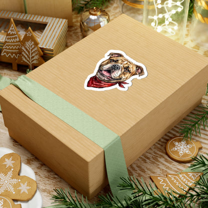 Cute English Bulldog with Red Bandana Vinyl Sticker - Waterproof Dog Decal