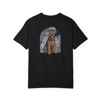 Cool Airedale Terrier Sailor Captain T-Shirt - Double-Sided Dog Tee
