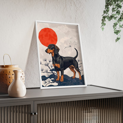 Japanese Ukiyo-e Style Dachshund Poster - Elegant Wiener Dog Wall Art
