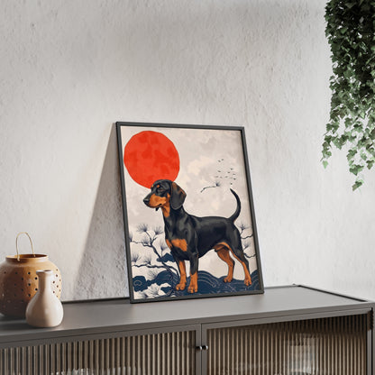 Japanese Ukiyo-e Style Dachshund Poster - Elegant Wiener Dog Wall Art