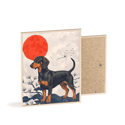 Japanese Ukiyo-e Style Dachshund Poster - Elegant Wiener Dog Wall Art