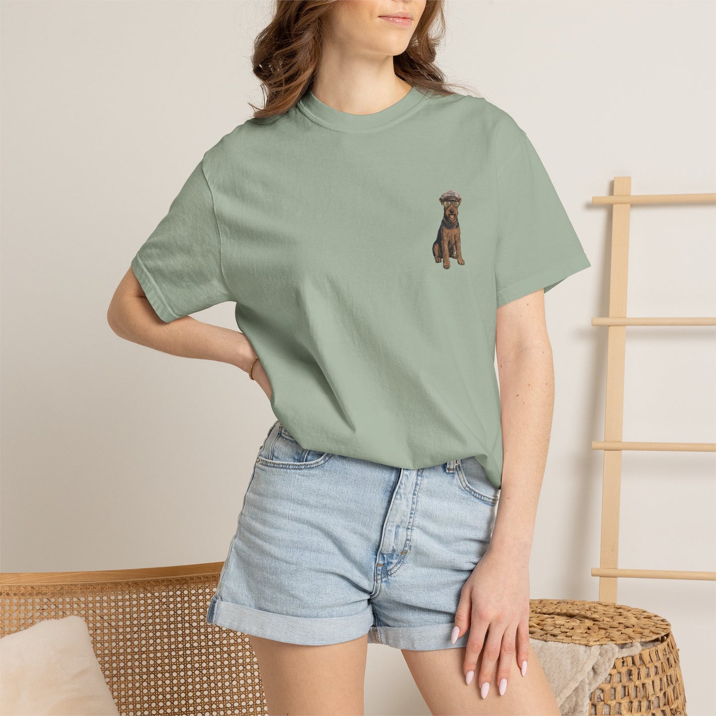 Cool Airedale Terrier Sailor Captain T-Shirt - Double-Sided Dog Tee