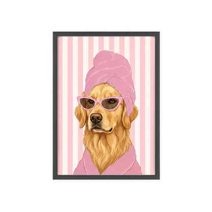 Golden Retriever Bathroom Poster - Funny Dog Spa Art