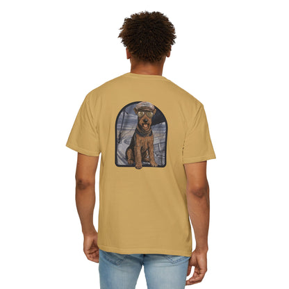 Cool Airedale Terrier Sailor Captain T-Shirt - Double-Sided Dog Tee
