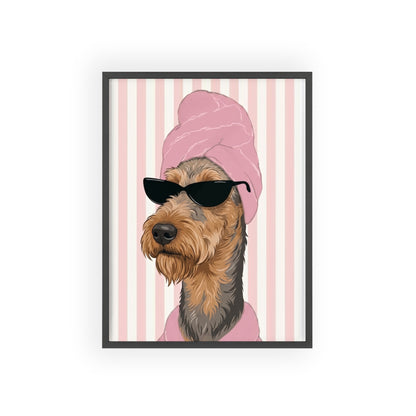 Airedale Terrier Bathroom Art Decor | Funny Dog Spa Poster & Canvas
