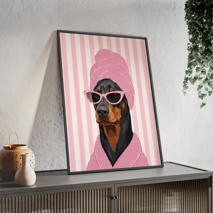 Doberman Bathroom Poster - Funny Dog Spa Wall Art