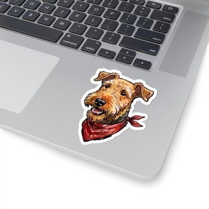 Airedale Terrier Sticker with Red Bandana | Cute Dog Vinyl Decal