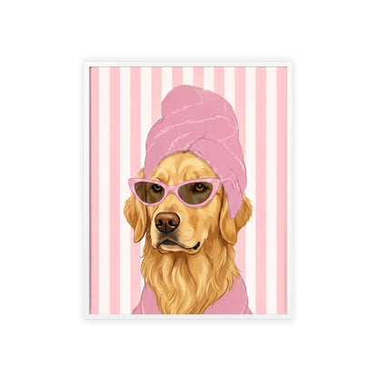 Golden Retriever Bathroom Poster - Funny Dog Spa Art