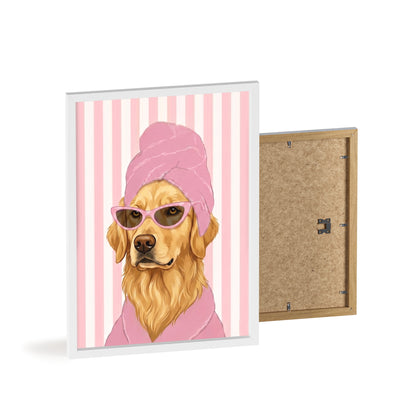 Golden Retriever Bathroom Poster - Funny Dog Spa Art