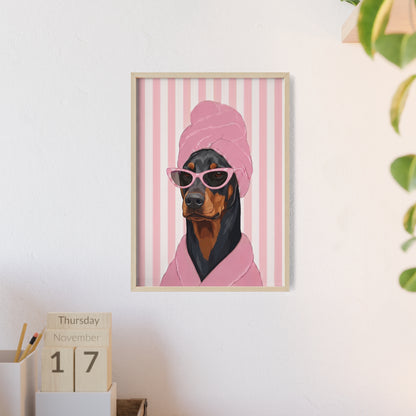 Doberman Bathroom Poster - Funny Dog Spa Wall Art