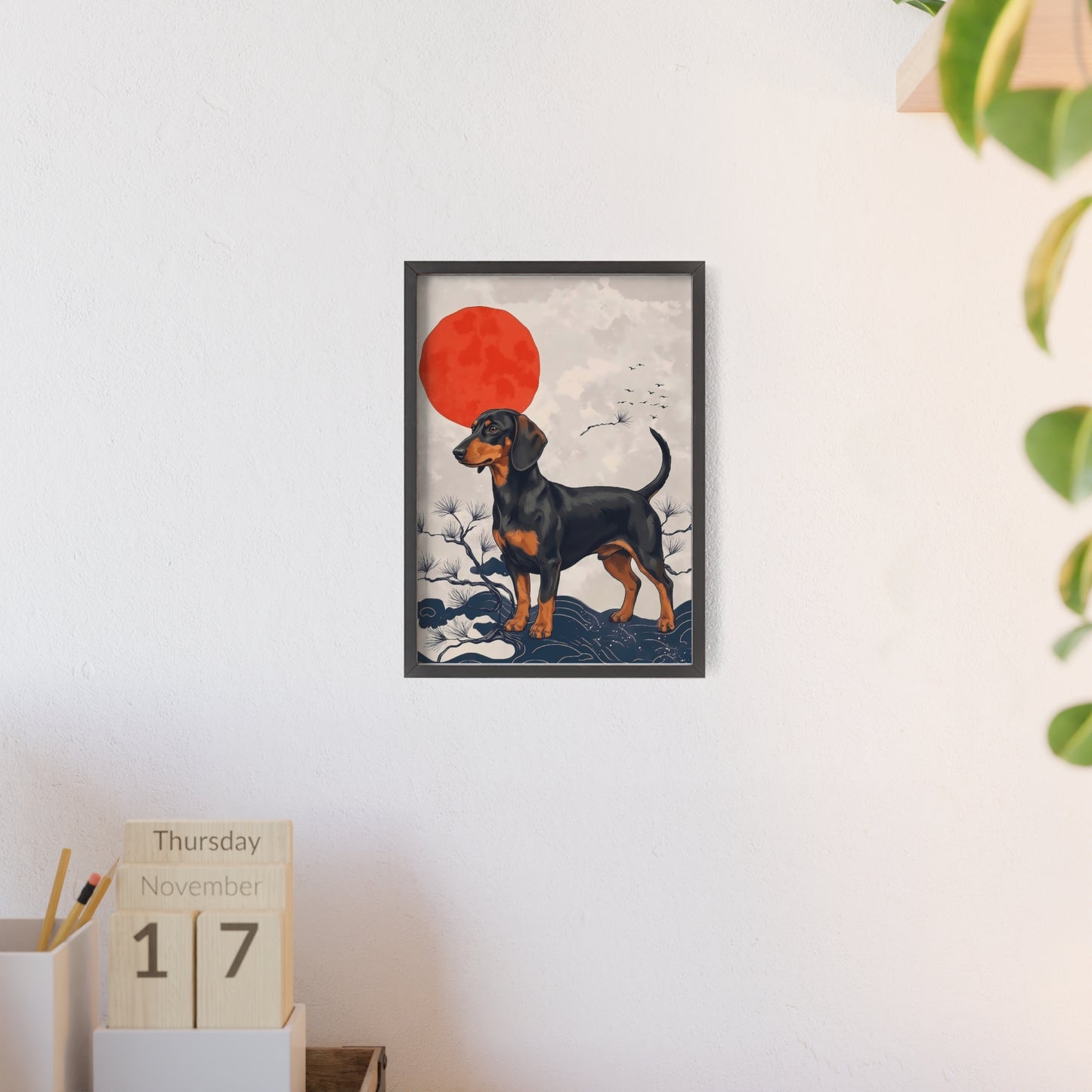 Japanese Ukiyo-e Style Dachshund Poster - Elegant Wiener Dog Wall Art