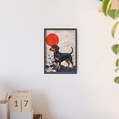 Japanese Ukiyo-e Style Dachshund Poster - Elegant Wiener Dog Wall Art