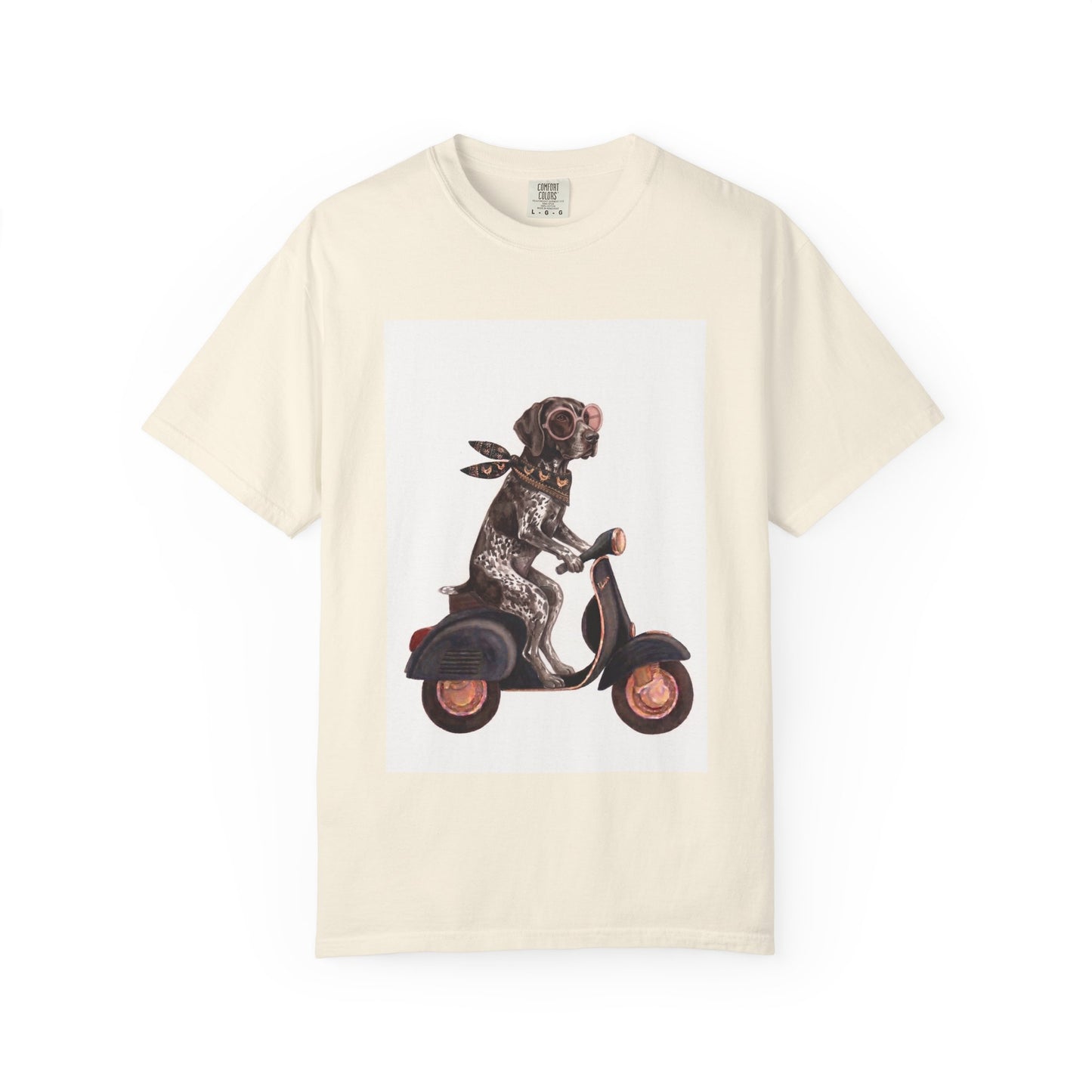 German Shorthaired Pointer Scooter Graphic T-Shirt | Vintage GSP Riding Tee