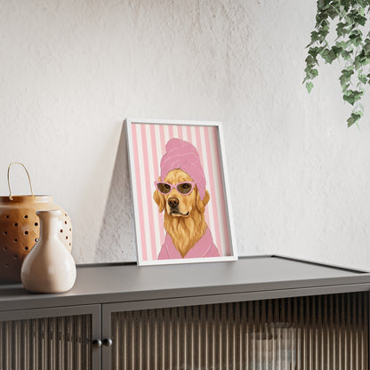 Golden Retriever Bathroom Poster - Funny Dog Spa Art