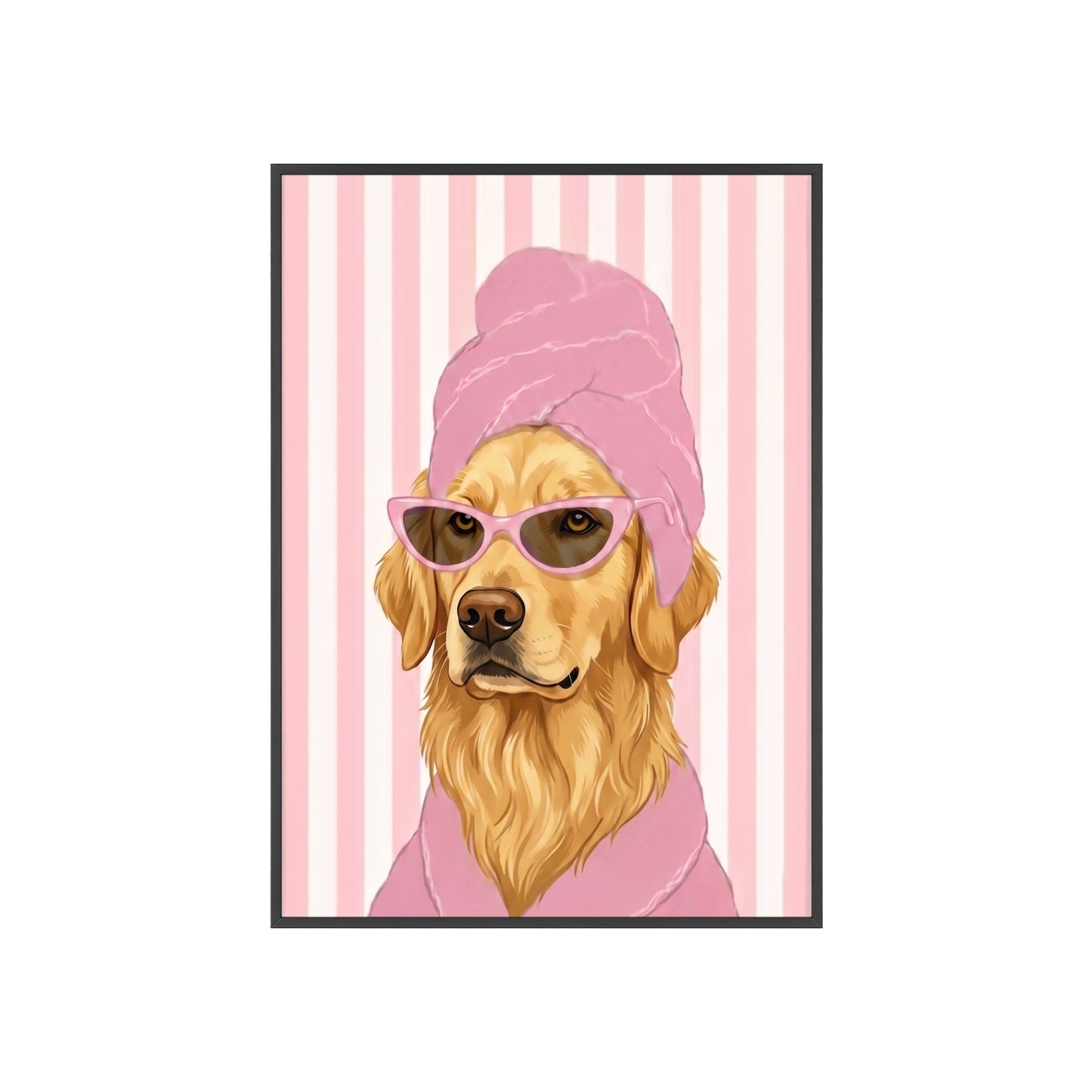 Golden Retriever Bathroom Poster - Funny Dog Spa Art