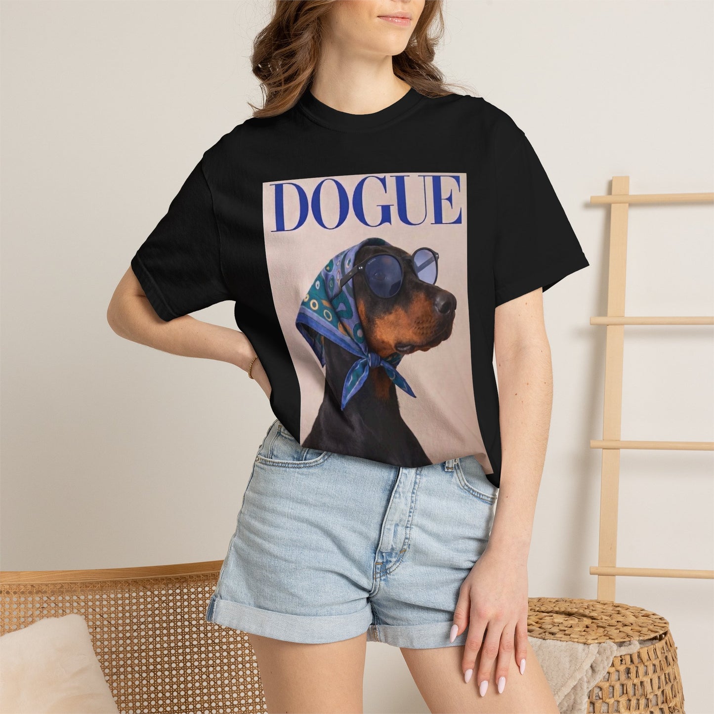 Doberman DOGUE Magazine Graphic T-Shirt - Funny Dog Tee