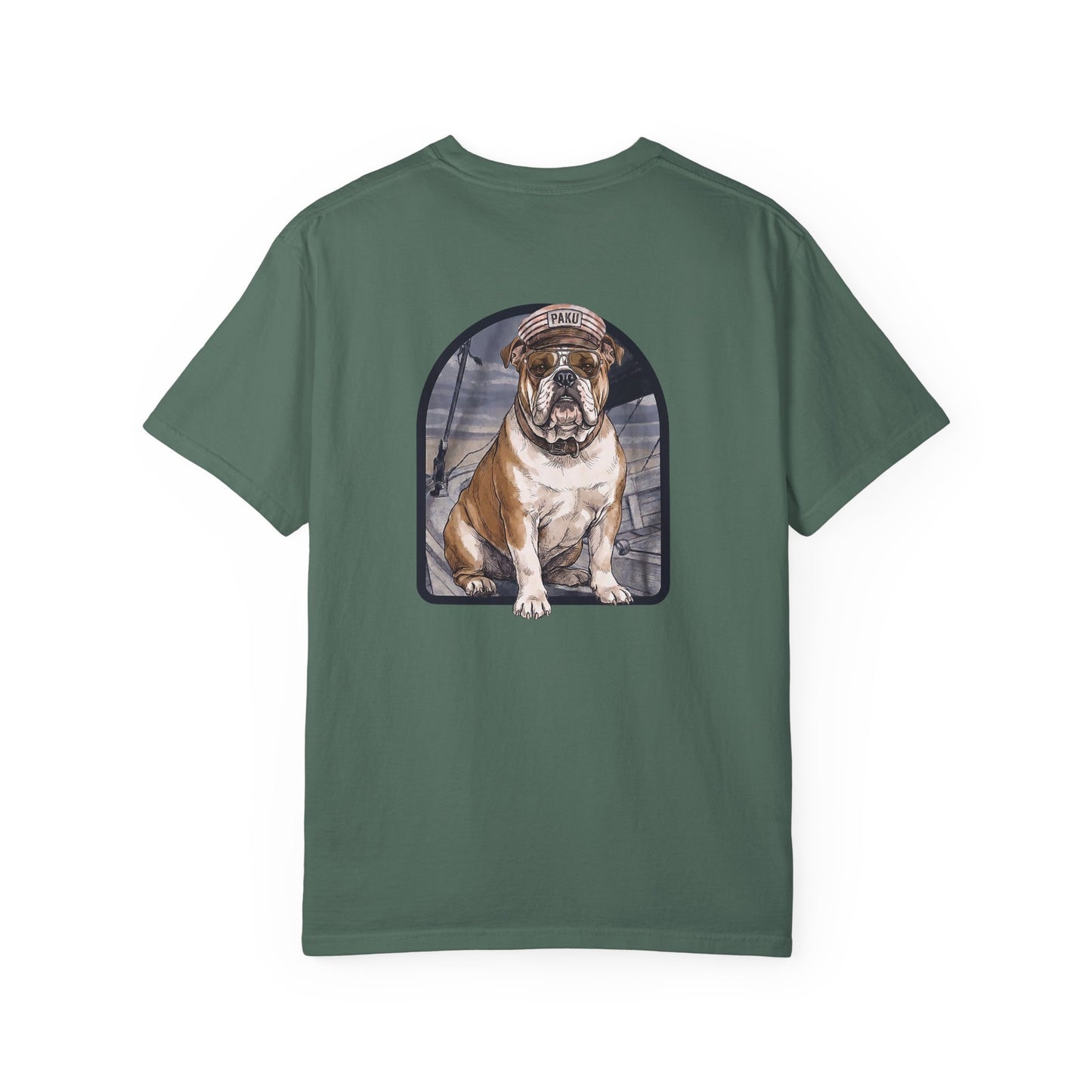 Cool English Bulldog Sailor Captain T-Shirt - Double-Sided Dog Tee