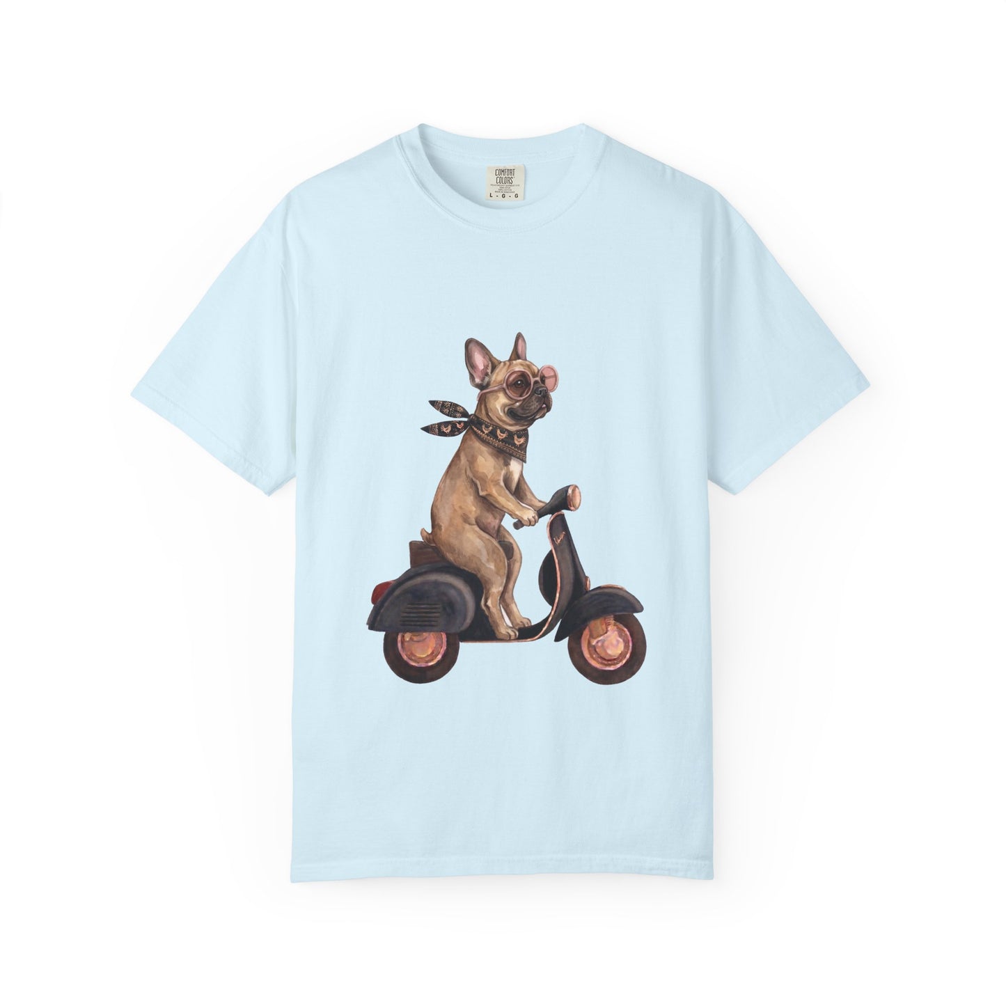 French Bulldog Riding Vintage Scooter T-Shirt - Cool Frenchie Graphic Tee