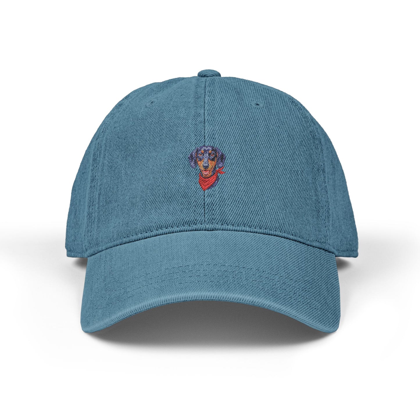 Cute Dachshund Embroidered Washed Denim Hat - Wiener Dog Dad Cap