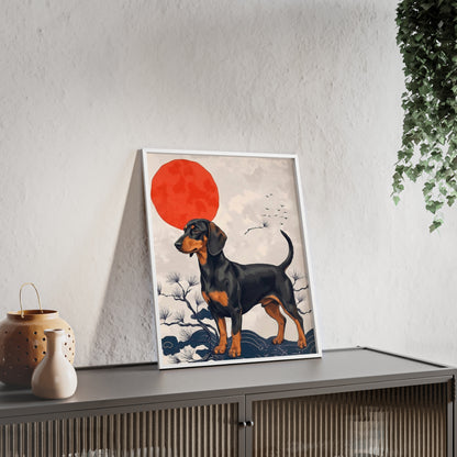 Japanese Ukiyo-e Style Dachshund Poster - Elegant Wiener Dog Wall Art