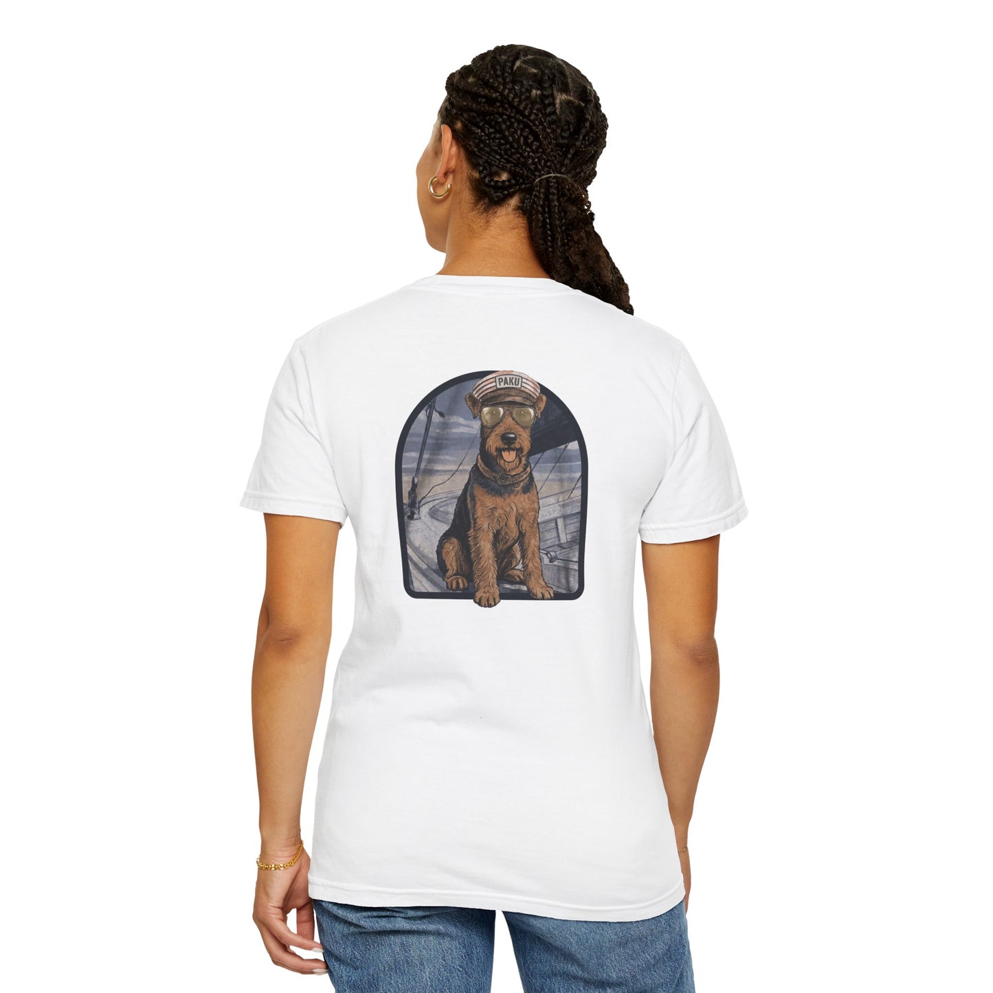 Cool Airedale Terrier Sailor Captain T-Shirt - Double-Sided Dog Tee