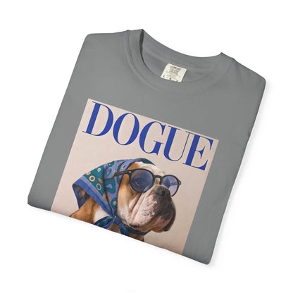 Funny English Bulldog DOGUE Magazine Cover Parody T-Shirt - Chic Dog Tee
