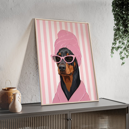 Doberman Bathroom Poster - Funny Dog Spa Wall Art