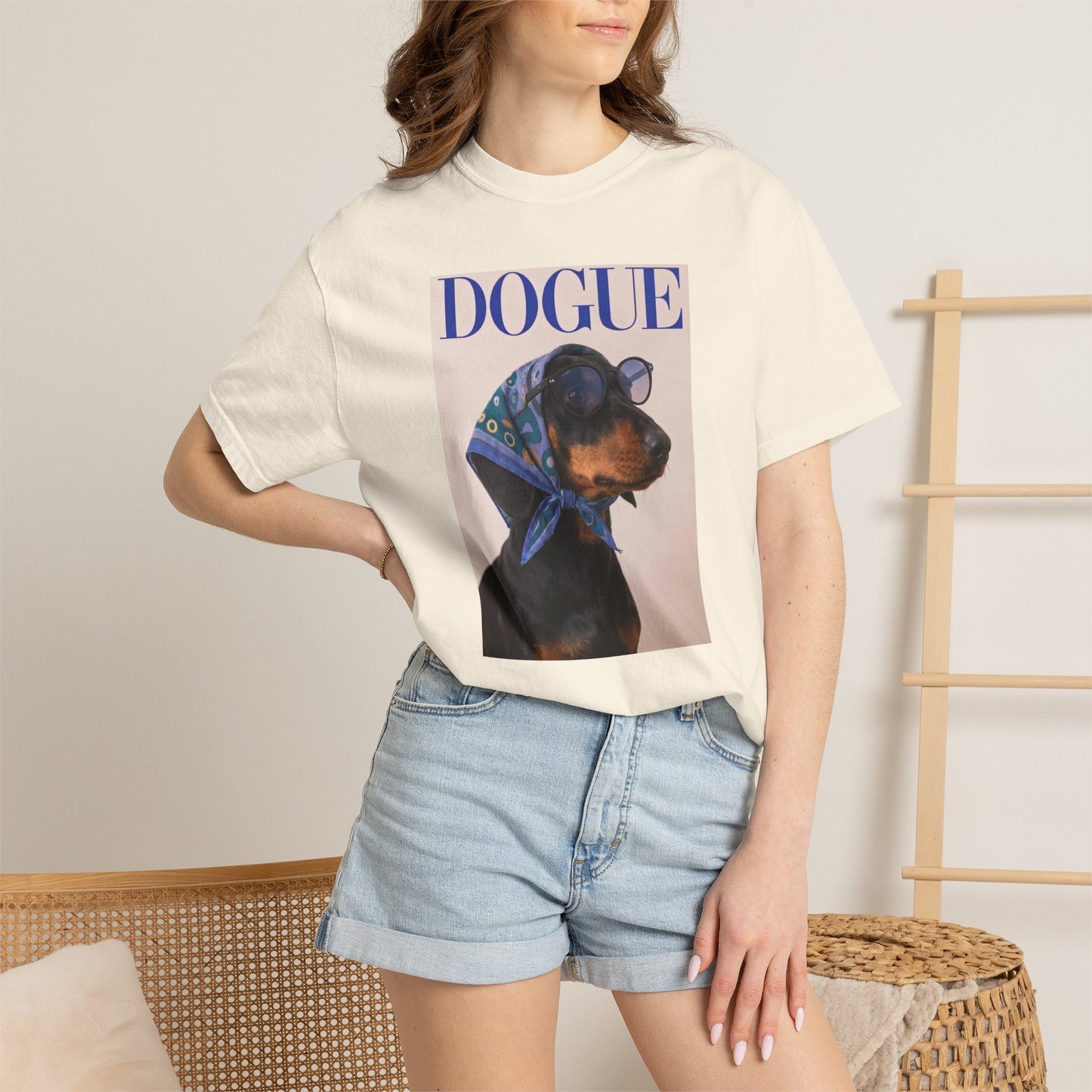 "DOGUE" Dachshund Fashion Magazine Graphic T-Shirt - Funny Wiener Dog Tee