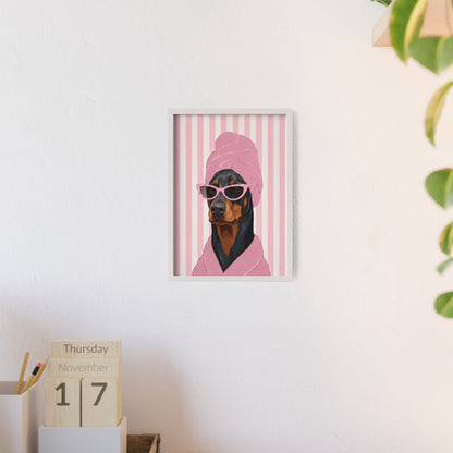 Doberman Bathroom Poster - Funny Dog Spa Wall Art