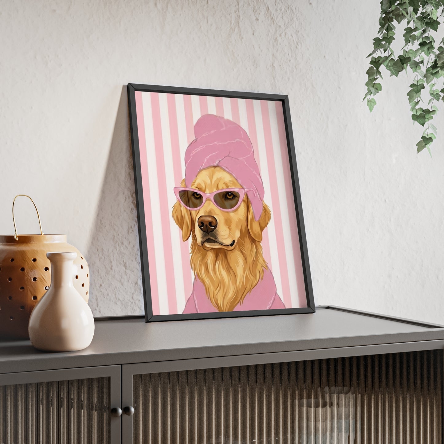 Golden Retriever Bathroom Poster - Funny Dog Spa Art