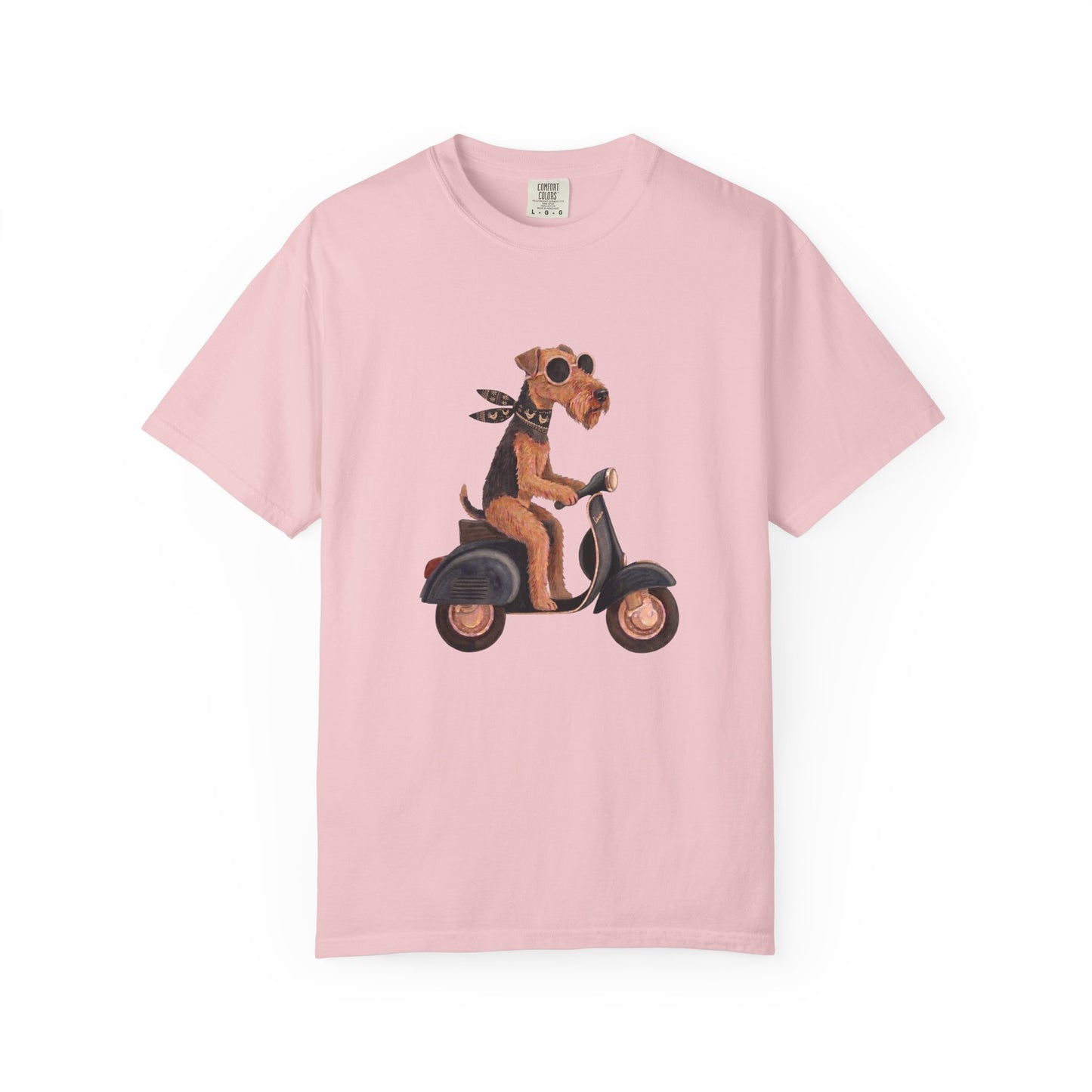Scooter Airedale Terrier Graphic T-Shirt — Cute Riding Puppy Tee