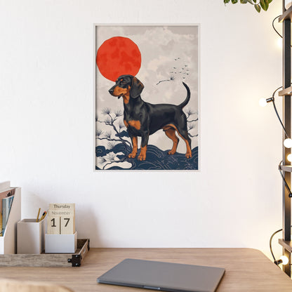 Japanese Ukiyo-e Style Dachshund Poster - Elegant Wiener Dog Wall Art