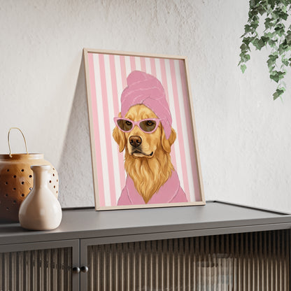 Golden Retriever Bathroom Poster - Funny Dog Spa Art