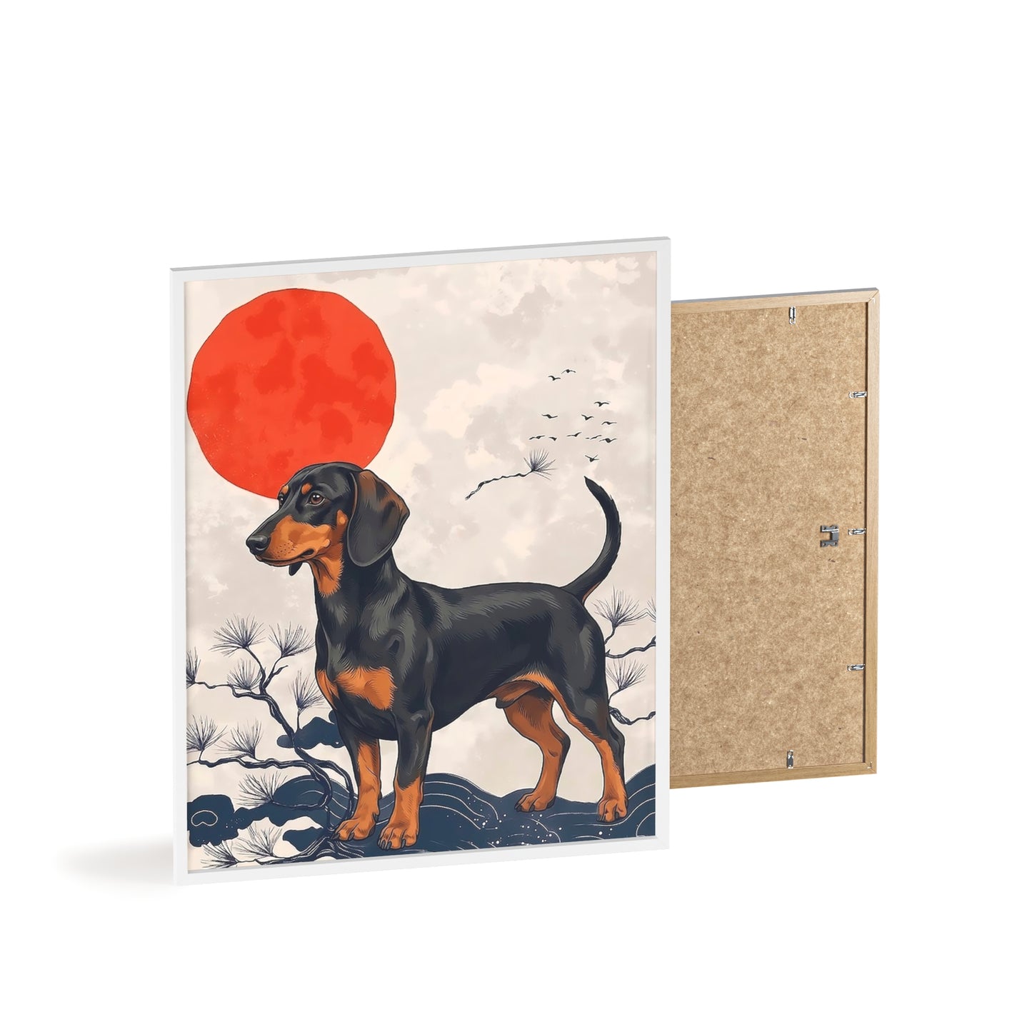 Japanese Ukiyo-e Style Dachshund Poster - Elegant Wiener Dog Wall Art