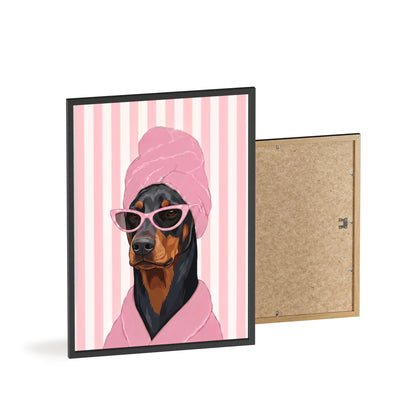 Doberman Bathroom Poster - Funny Dog Spa Wall Art