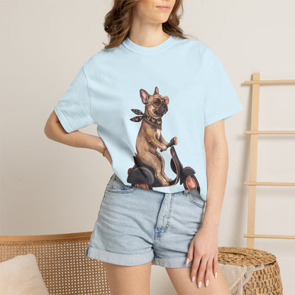 French Bulldog Riding Vintage Scooter T-Shirt - Cool Frenchie Graphic Tee