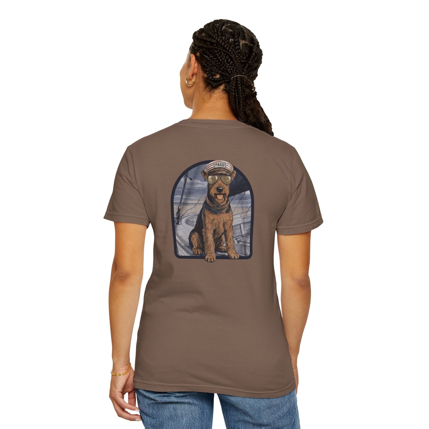 Cool Airedale Terrier Sailor Captain T-Shirt - Double-Sided Dog Tee