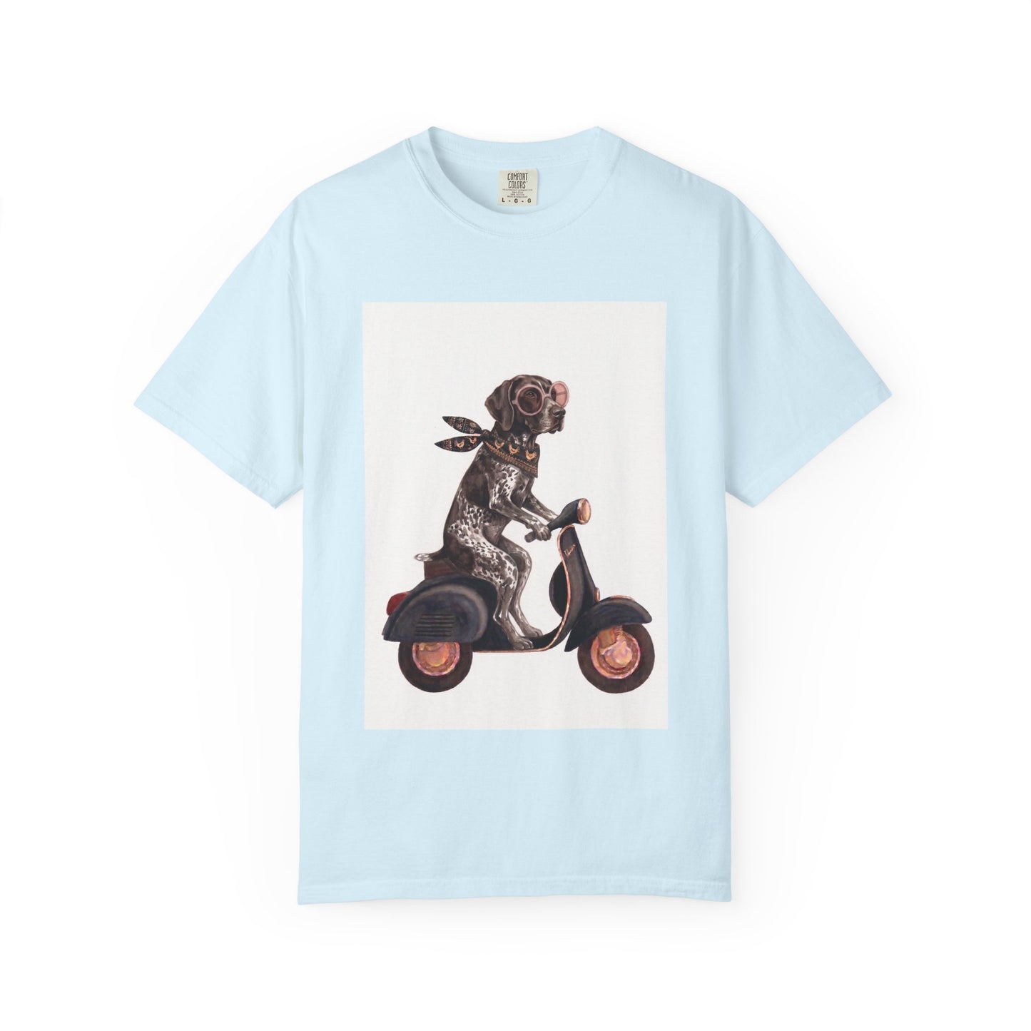 German Shorthaired Pointer Scooter Graphic T-Shirt | Vintage GSP Riding Tee