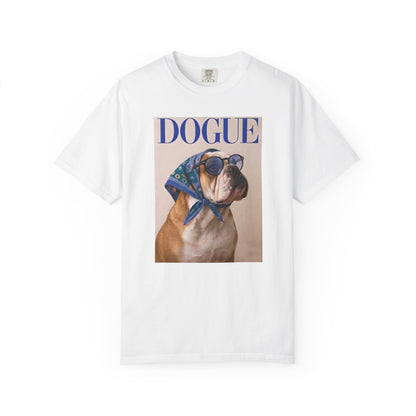 Funny English Bulldog DOGUE Magazine Cover Parody T-Shirt - Chic Dog Tee