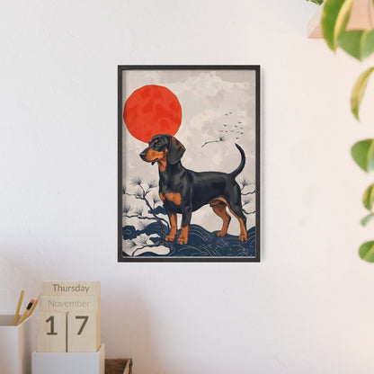 Japanese Ukiyo-e Style Dachshund Poster - Elegant Wiener Dog Wall Art
